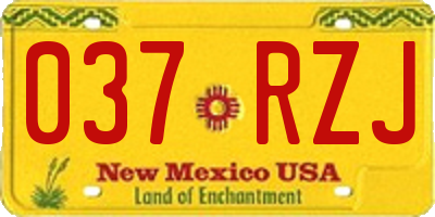 NM license plate 037RZJ