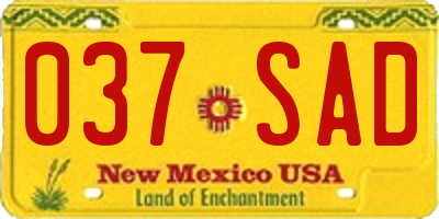 NM license plate 037SAD