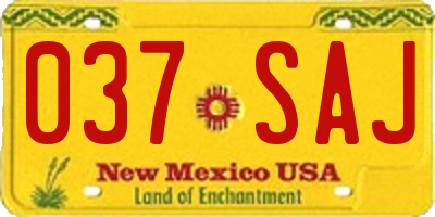 NM license plate 037SAJ