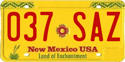 NM license plate 037SAZ