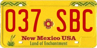 NM license plate 037SBC