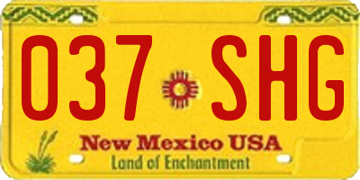 NM license plate 037SHG
