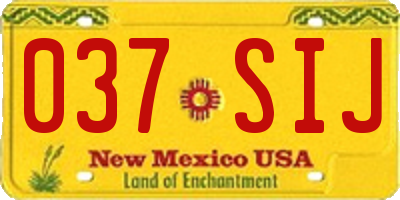 NM license plate 037SIJ
