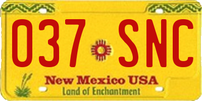 NM license plate 037SNC