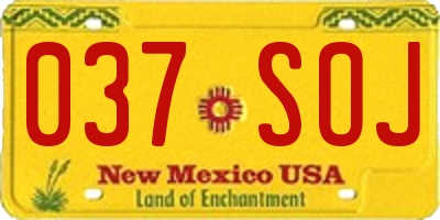 NM license plate 037SOJ