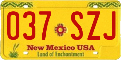 NM license plate 037SZJ