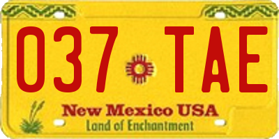 NM license plate 037TAE