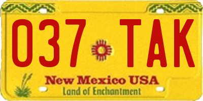 NM license plate 037TAK