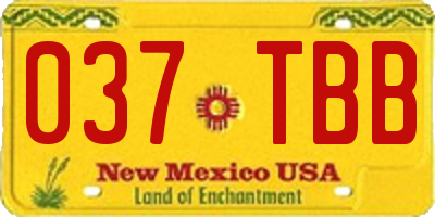 NM license plate 037TBB