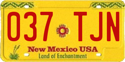 NM license plate 037TJN