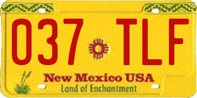 NM license plate 037TLF