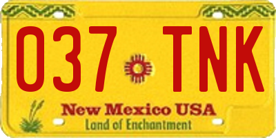 NM license plate 037TNK
