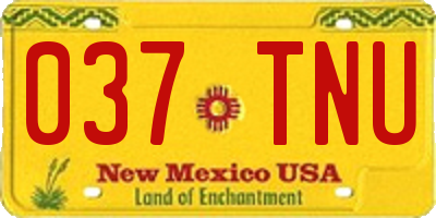NM license plate 037TNU