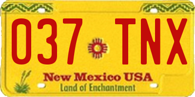 NM license plate 037TNX