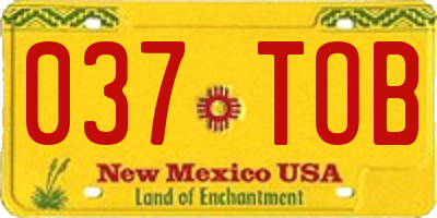 NM license plate 037TOB