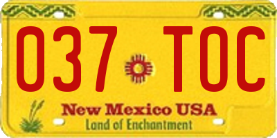 NM license plate 037TOC