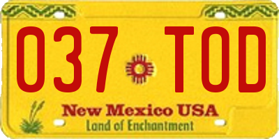NM license plate 037TOD