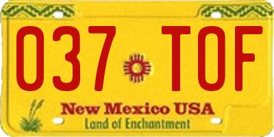 NM license plate 037TOF