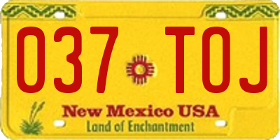 NM license plate 037TOJ