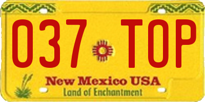 NM license plate 037TOP