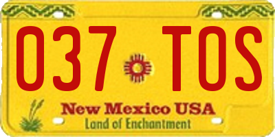 NM license plate 037TOS