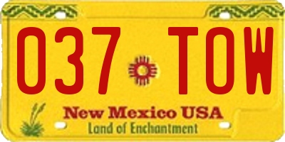 NM license plate 037TOW