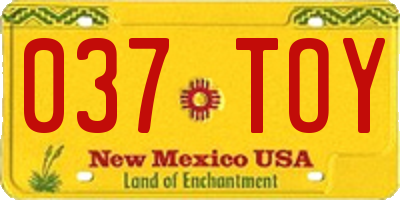 NM license plate 037TOY