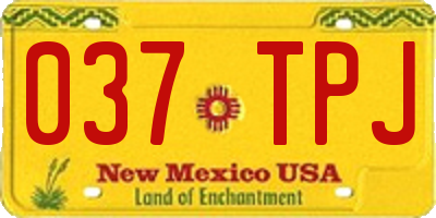 NM license plate 037TPJ