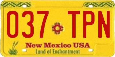 NM license plate 037TPN