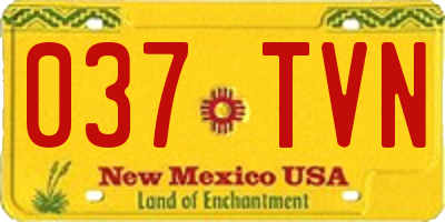 NM license plate 037TVN