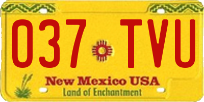 NM license plate 037TVU