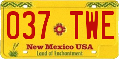 NM license plate 037TWE