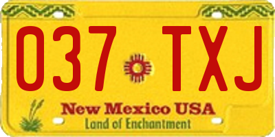 NM license plate 037TXJ