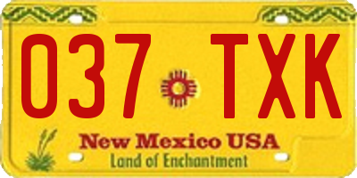 NM license plate 037TXK