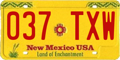 NM license plate 037TXW