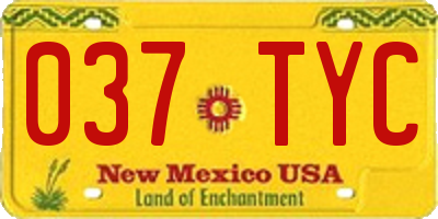 NM license plate 037TYC