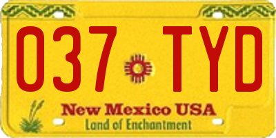 NM license plate 037TYD