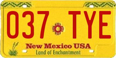 NM license plate 037TYE