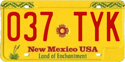 NM license plate 037TYK