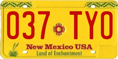 NM license plate 037TYO