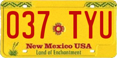 NM license plate 037TYU