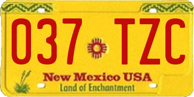 NM license plate 037TZC
