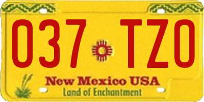 NM license plate 037TZO