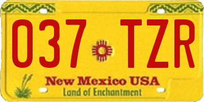 NM license plate 037TZR