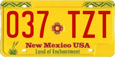 NM license plate 037TZT