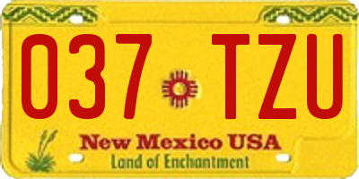 NM license plate 037TZU