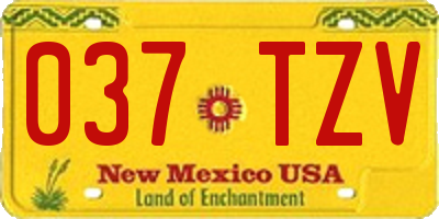 NM license plate 037TZV