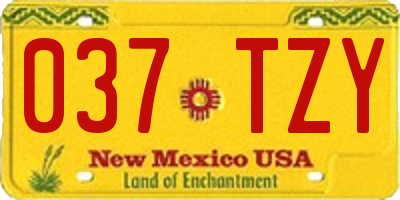 NM license plate 037TZY