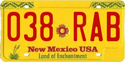 NM license plate 038RAB