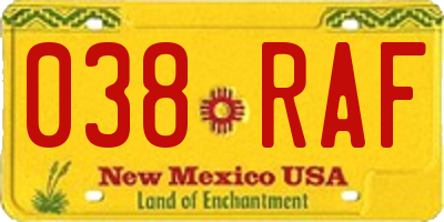 NM license plate 038RAF